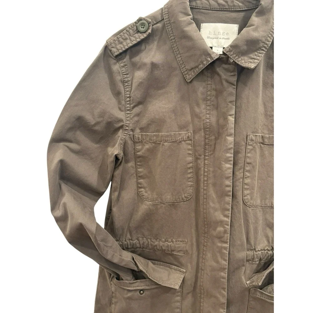 Hinge Utility Jacket Cargo Style Adjustable Waist Sz Small Military Olive
